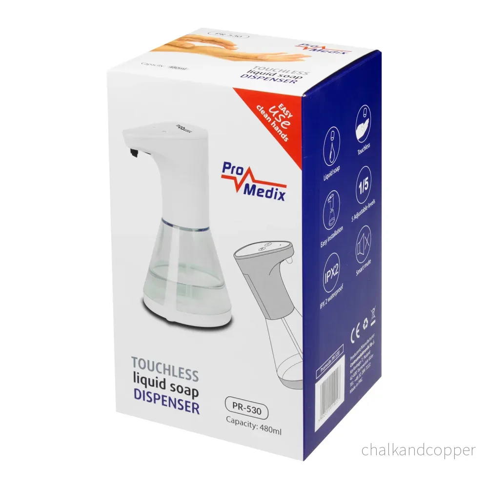 Automatisk dispenser för behållare för flytande tvålar, desinfektionsmedel och geler Promedix PR-530 480ml för 4 AA-batterier - Bild 2