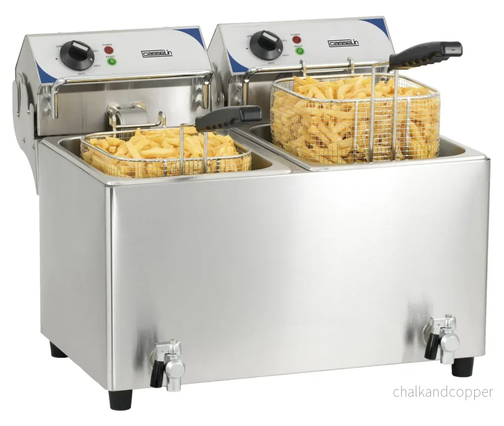 Elektrisk fritös med avloppskran 2 x 7 liter