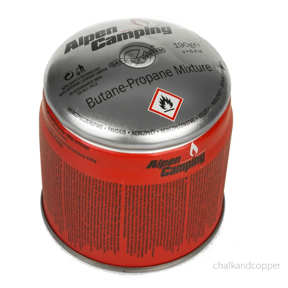 Gaspatron 400 ml Alpen Camping. certifikat: Pi 0437, EN417-kompatibel, propan-butan, intervall -10 ° C till + 40 ° C, GAS STOP IK006-system - Bild 2