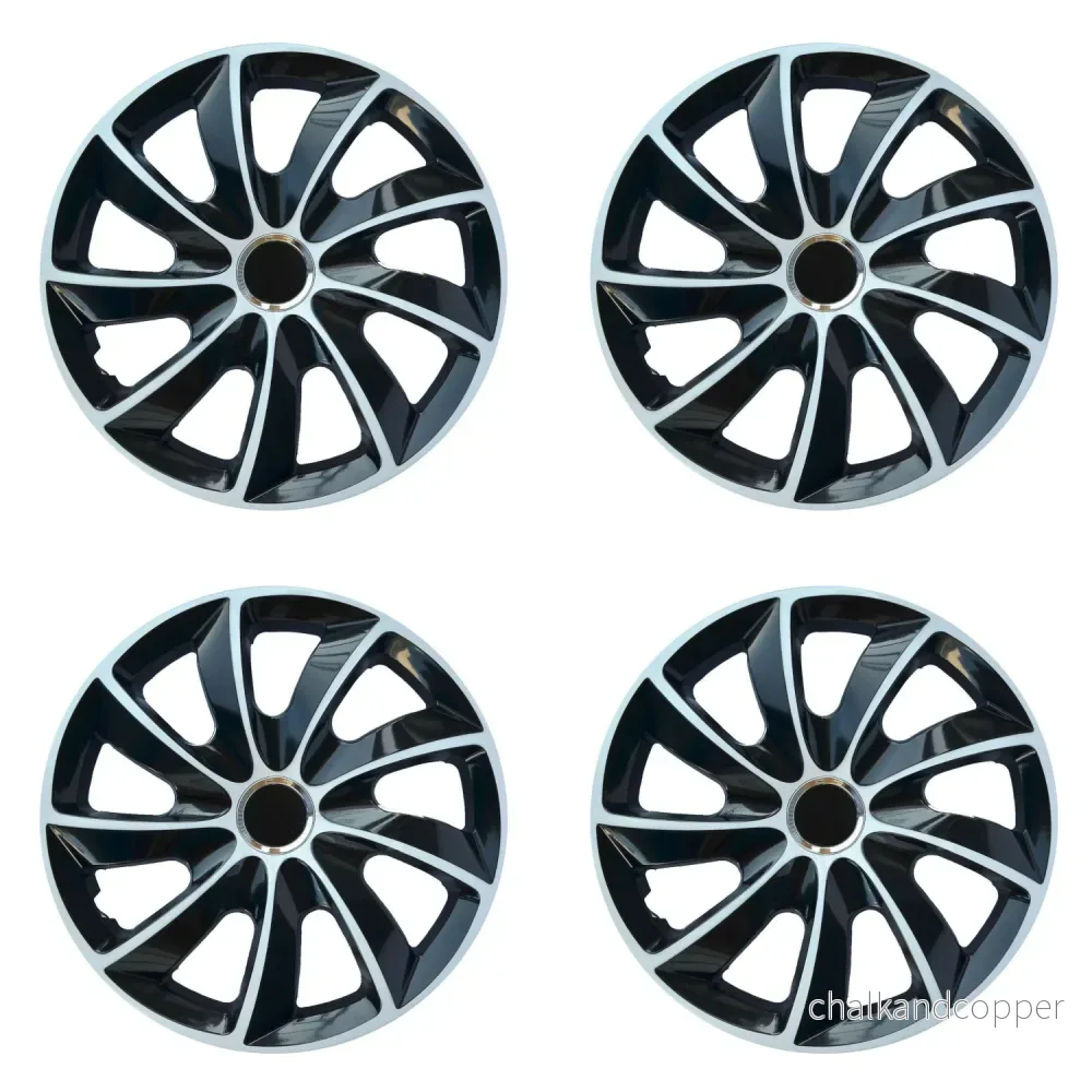 NRM 16" hjulskydd navkapslar universella 4 PCS bil svart enkel montering svart vit - Bild 2