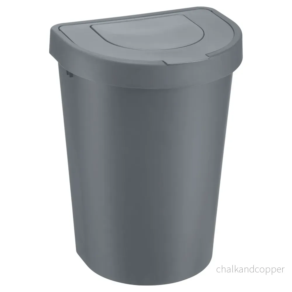 Plast Team papperskorg, gångjärnslock, grå, 25 l, Seattle Swing