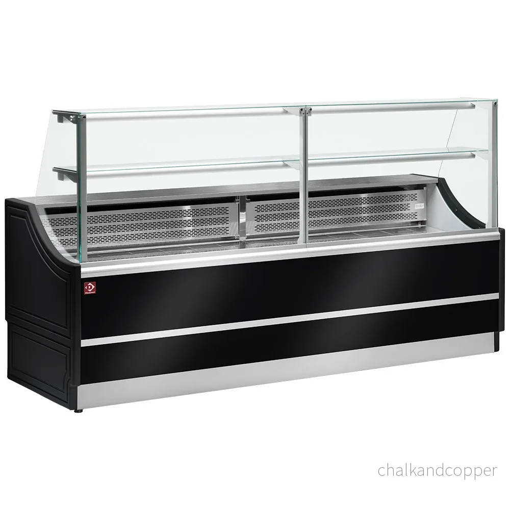 Kylglasdisplay rak panel 90°, med förråd Kylglasdisplay rak panel 90°, med förråd