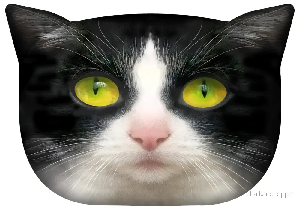 Bertoni Cat Panda prydnadskudde 30x45 cm, velour, kattmönster, allergivänligt inlägg