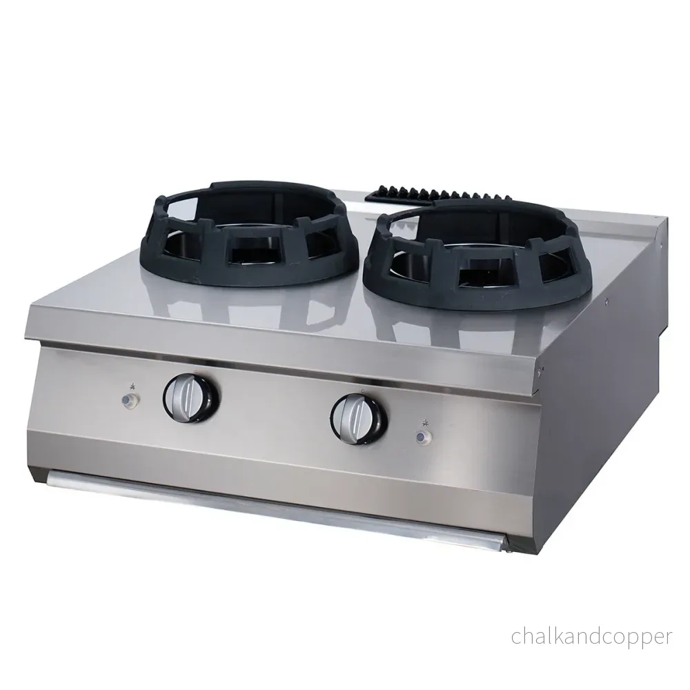 Premium wokkokare - 2 x 28,5 kokplattor - Dubbel enhet - 90 cm djup - Gas