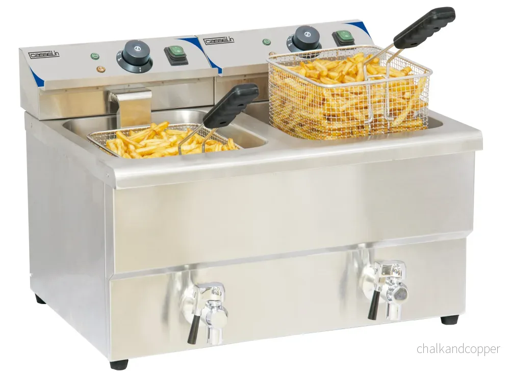 Elektrisk fritös med avloppskran 2 x 8 liter