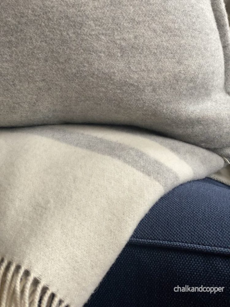 Pläd i italiensk lammull Randig Beige/Cremevit - Bild 3