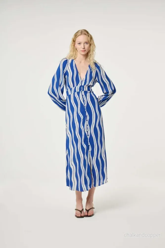Ana Dress Cosy White/Cobalt Fabienne Chapot Ana Dress Cosy White/Cobalt Fabienne Chapot