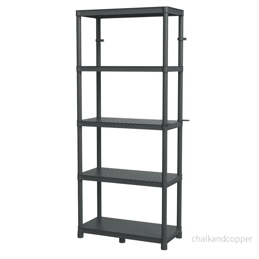 Stackaro Solid 75 Kistenberg hyllsystem, max totalbelastning 220 kg, 5 hyllplan, väggmontering, KSS75L5HD-S411