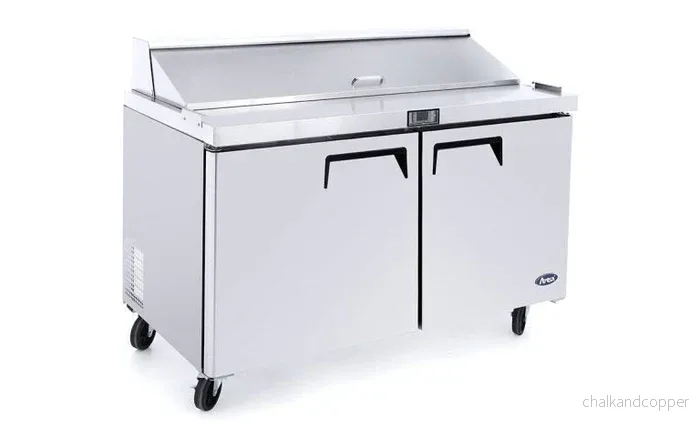 Beredningsbänk – 2 dörrar – Inkl. 8 x 1/3 GN-behållare / lock 100 mm djupa