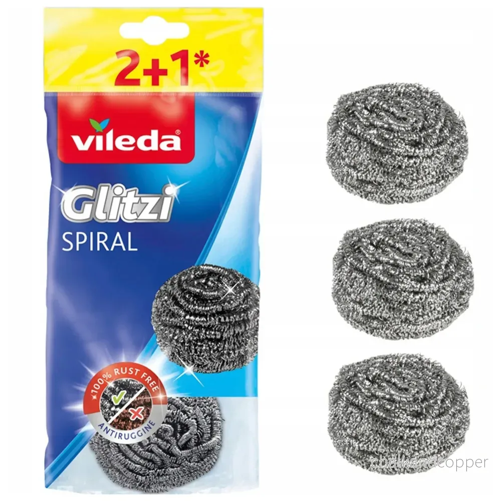Vileda Glitzi Spiral INOX rostfritt stål diskmaskin 3 delar