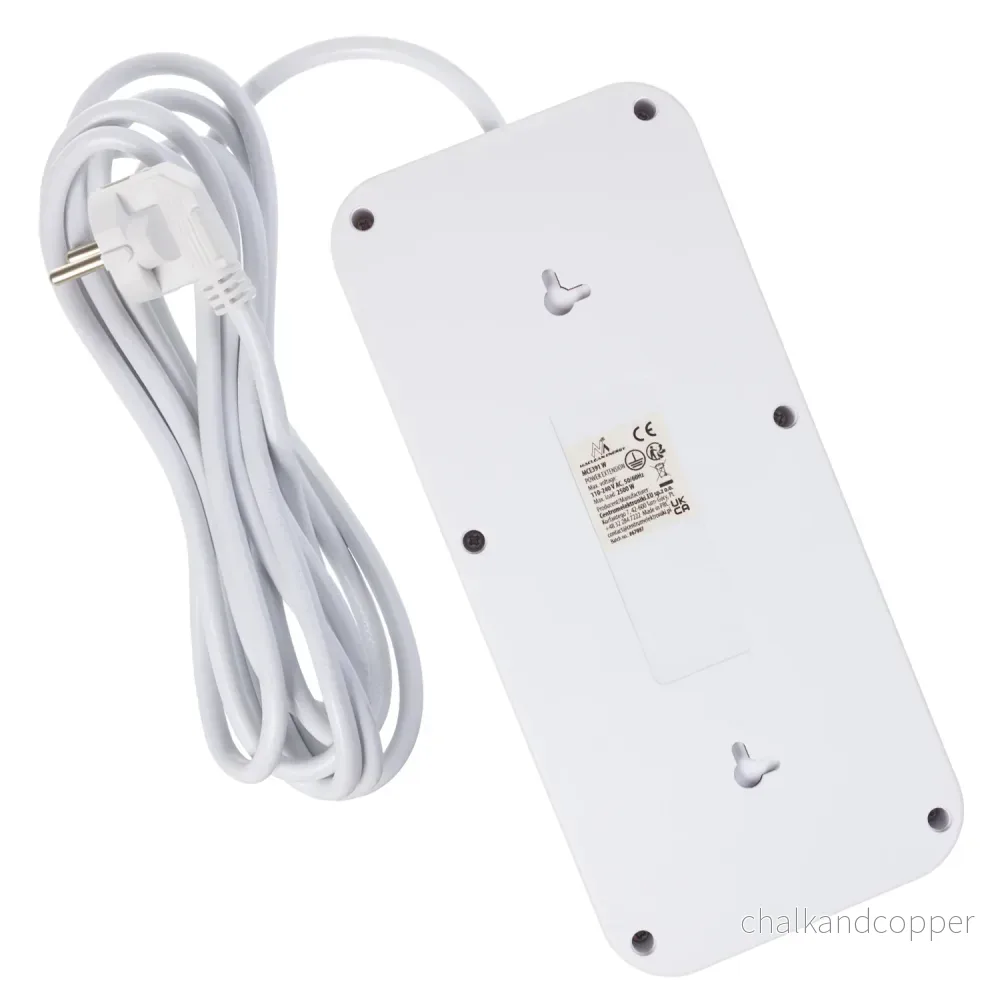 Maclean grenuttag, 6 uttag förlängningskabel + 4xUSB, 110-240V AC 50/60Hz, 2.1A max 2500W, 3m, vit, MCE391 W - Bild 3