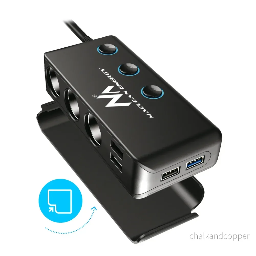 Maclean MCE218 USB-billaddare - 3 biluttag 1x Quick Charge 3.0, 3xUSB 6.8A, 1x strömförsörjning 18W, max 120W - Bild 3