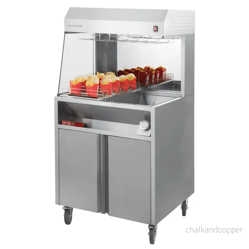 Pommes fritesvärmare och förvaringsstation – infraröda lampor – med underbord – 80 cm Pommes fritesvärmare och förvaringsstation – infraröda lampor – med underbord – 80 cm