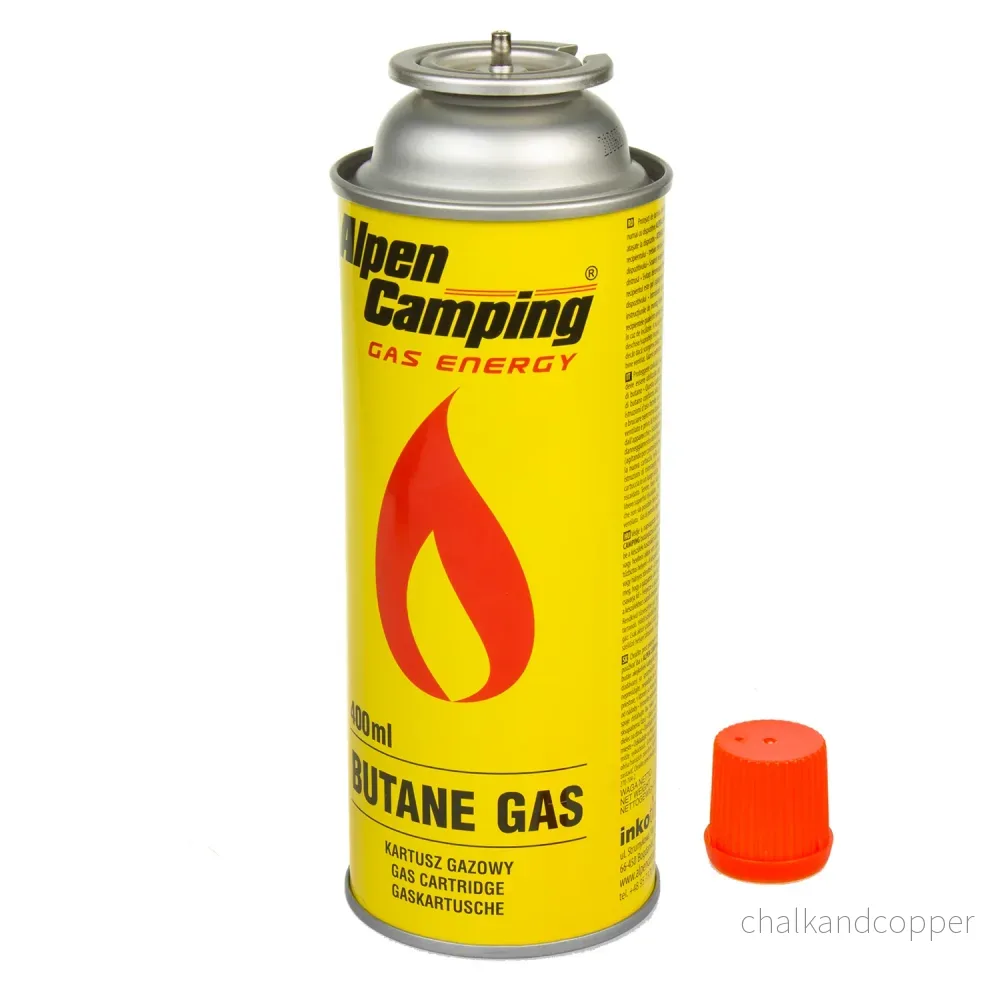 8x Alpen Camping 400 ml gaspatron, certifikat: Pi 0875, överensstämmer med EN417, isobutan, driftområde -10°c till + 40°c, IK004 - Bild 3