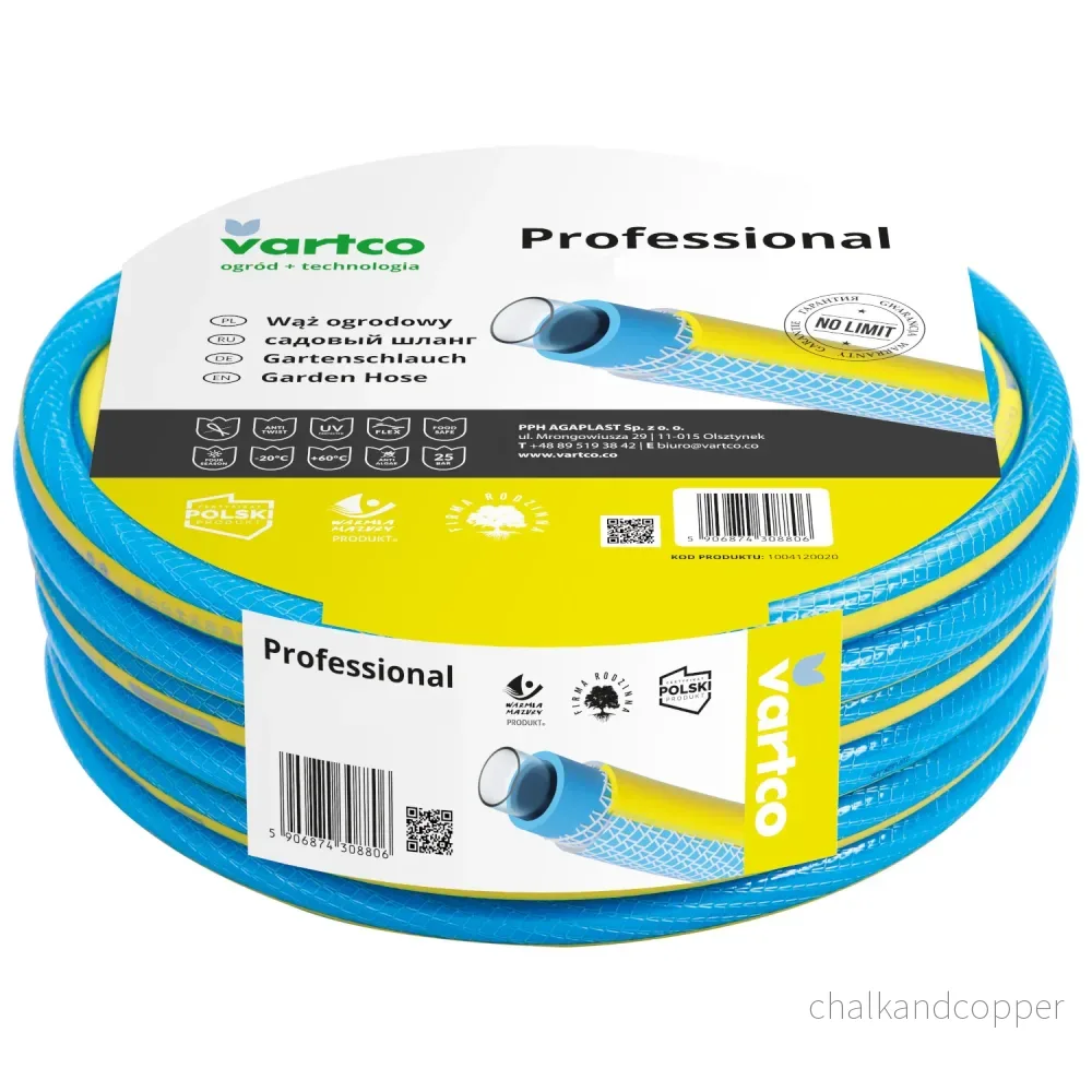 Vartco Light 4-Lagers Vattenslang Trädgårdsslang Slang Trädgårdsbevattning Flexibel Slang Polyesterkorsfläta UV-Beständig Anti Twist 25 Bar (3/4" 50m)