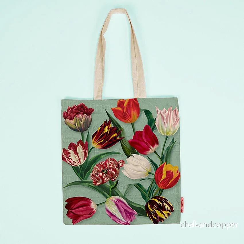Pretty Tulips Bomullskasse Grön – Holländsk Design med Tulpanmotiv Pretty Tulips Bomullskasse Grön – Holländsk Design med Tulpanmotiv