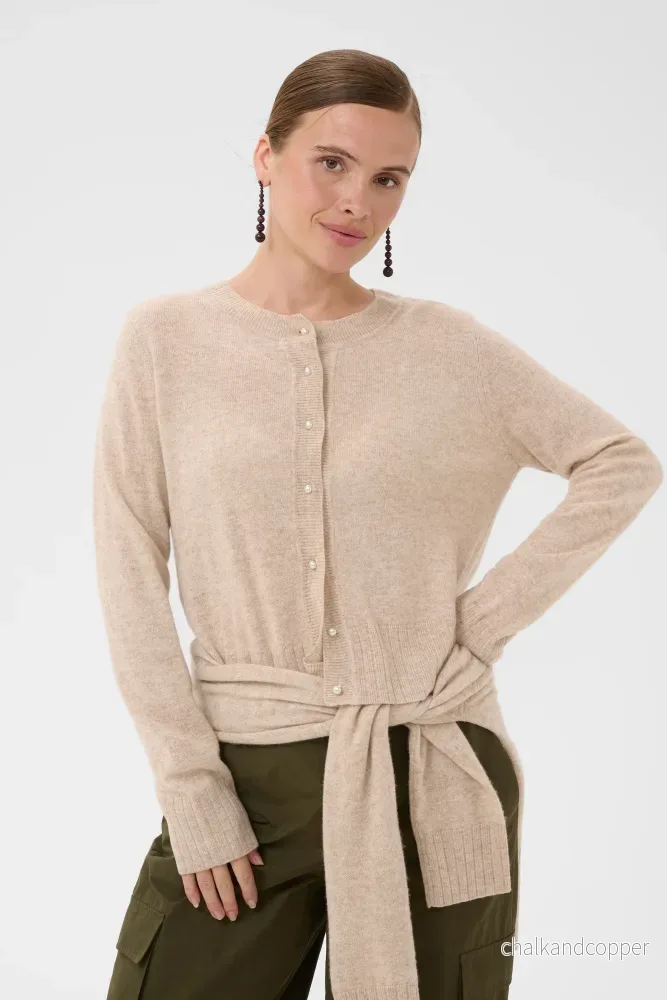 Taia Arrow Cardigan Beige Melange Culture Taia Arrow Cardigan Beige Melange Culture