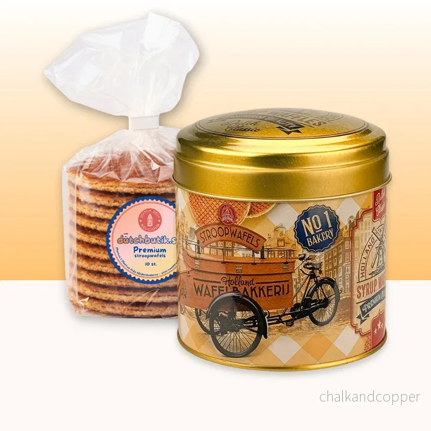 Lastcykel Gul Burk med premium Stroopwafels (10 st, ca 350 g totalt) – Exklusivt Gåvoset Lastcykel Gul Burk med premium Stroopwafels (10 st, ca 350 g totalt) – Exklusivt Gåvoset