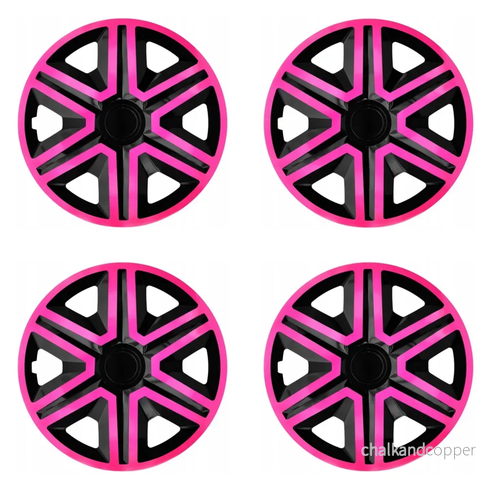 NRM 15" hjulskydd navkapslar Universal 4 PCS svart rosa väderbeständig ABS - Bild 2