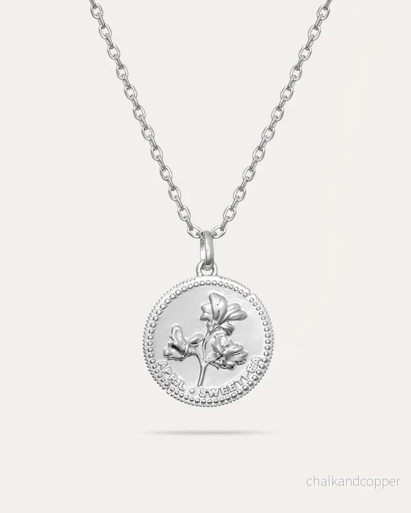 Månadsblomma April – Silverhalsband