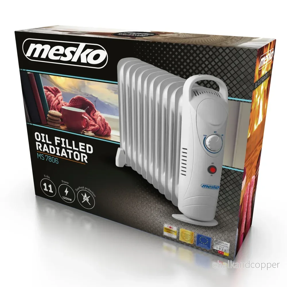 Mesko oljevärmare, 11 ribbor, 1200W, temperaturreglering, grå, MS 7806 - Bild 3