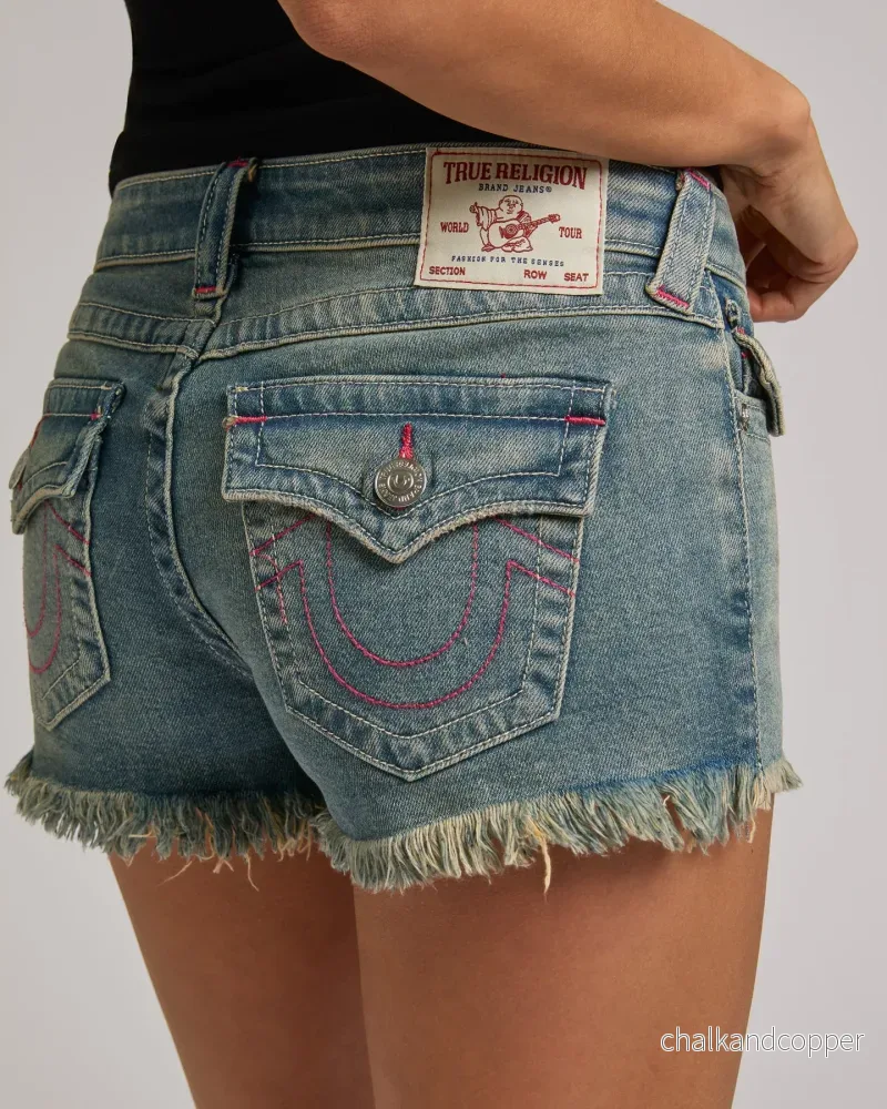 True Religion jeans – Joey Low Rise cut off shorts Seastorm