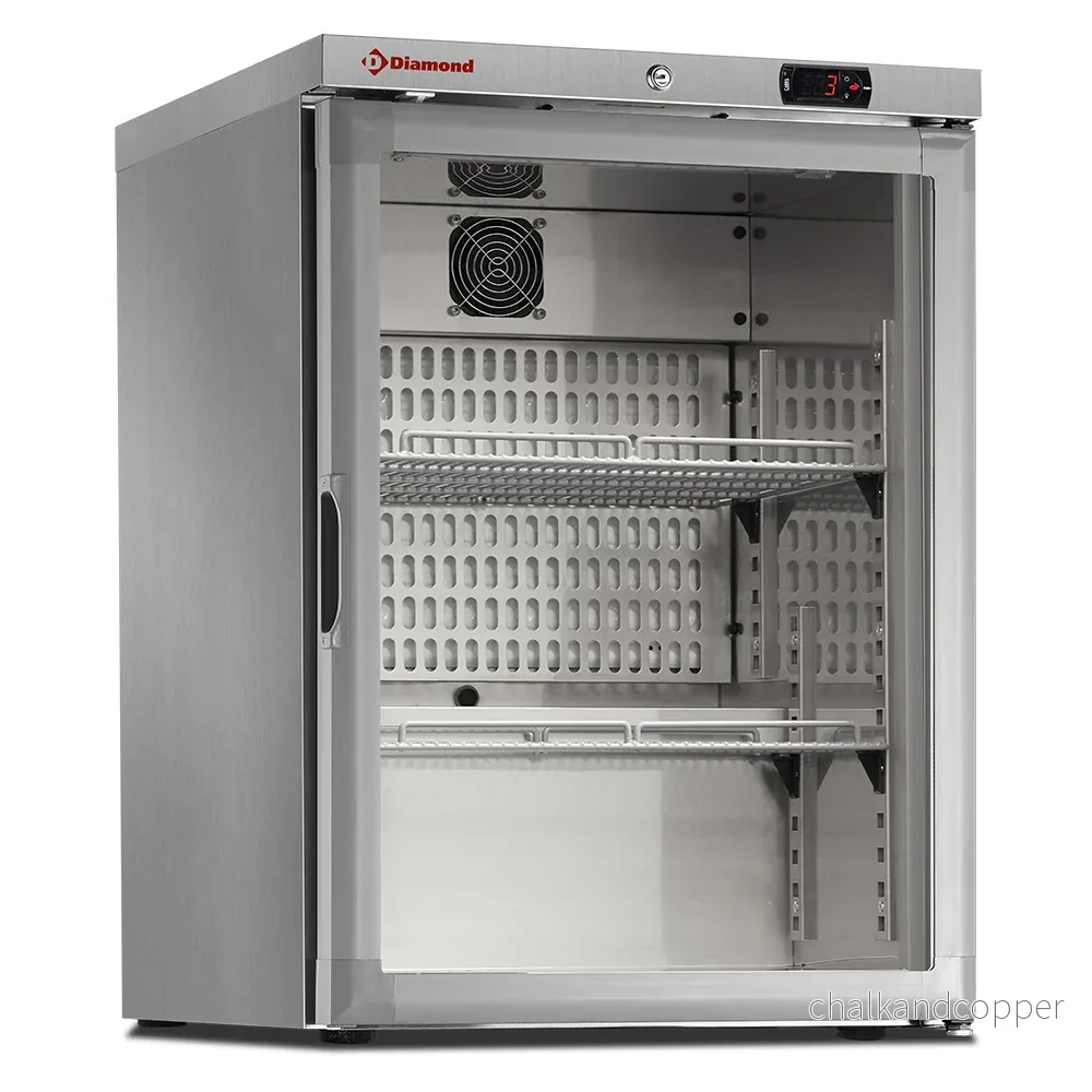 Ventilerat kylskåp, glasdörr, 150 liter. rostfritt stål - Bild 2