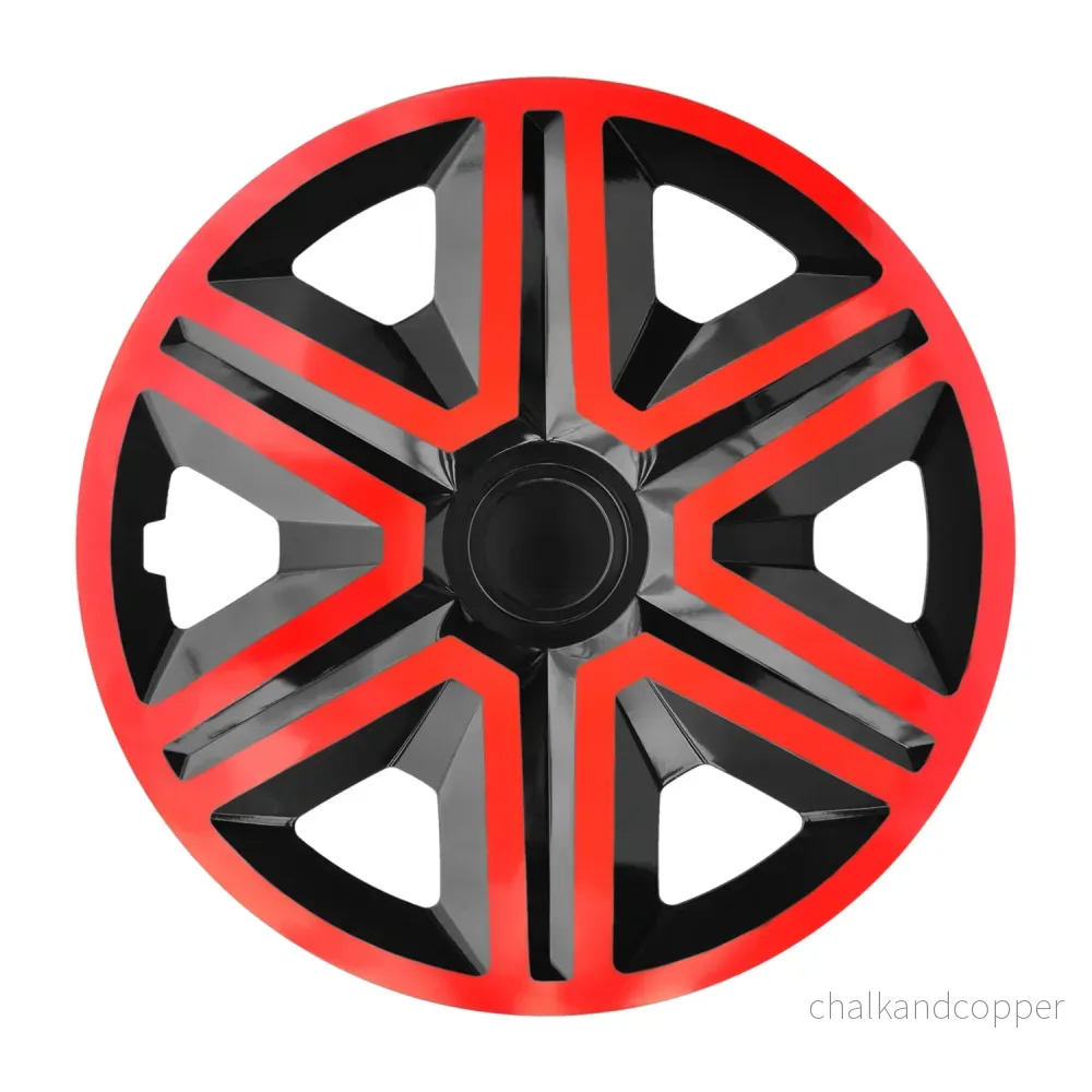 NRM Doublecolour Black-Red 14'' navkapslar, 4 st - svart och rött